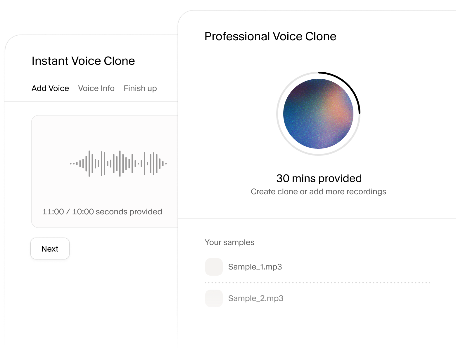 ElevenLabs voice cloning interface