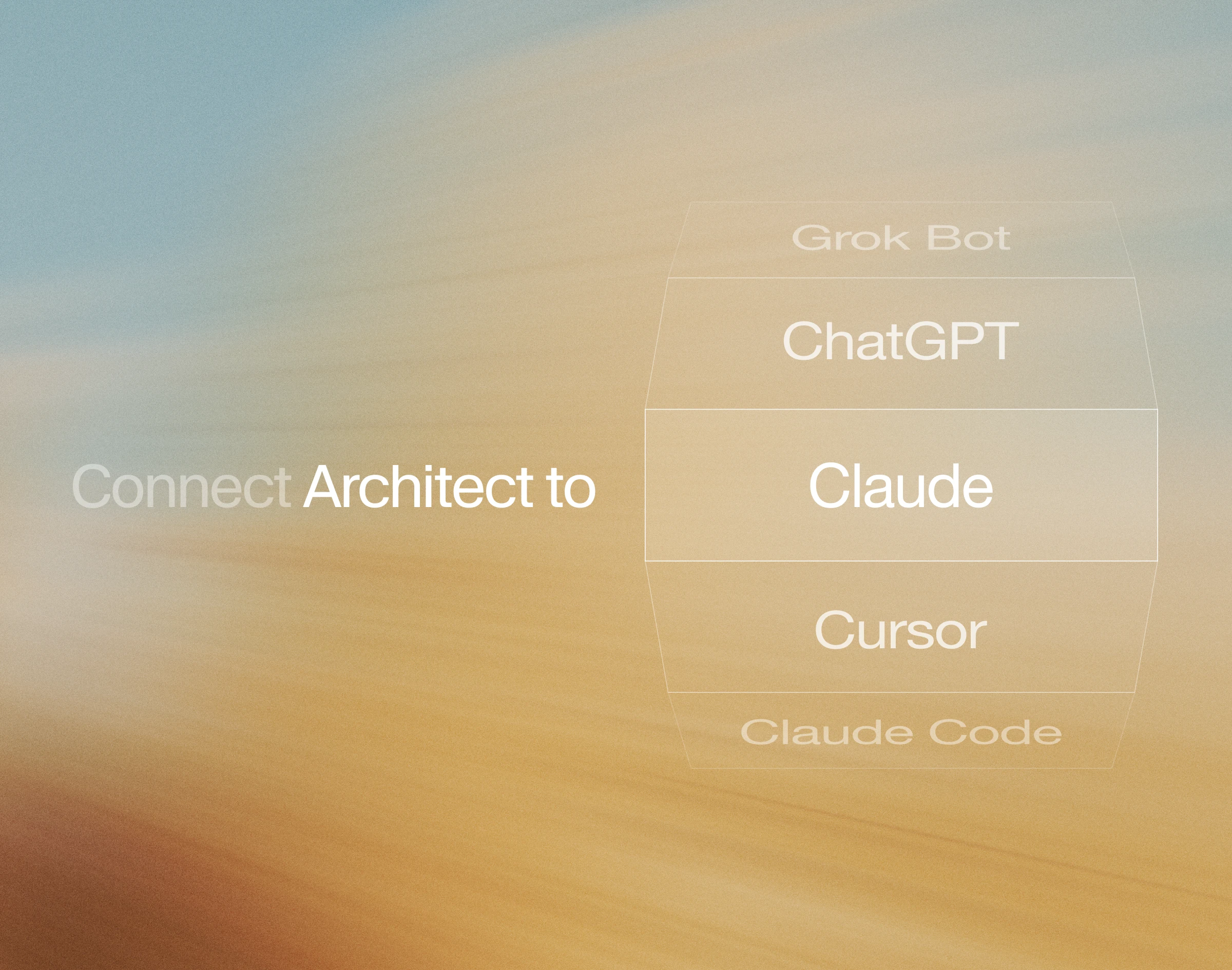 Claude와 ChatGPT, Cursor 등 외부 도구에서 ElevenAgents Architect로 연결하는 다이어그램