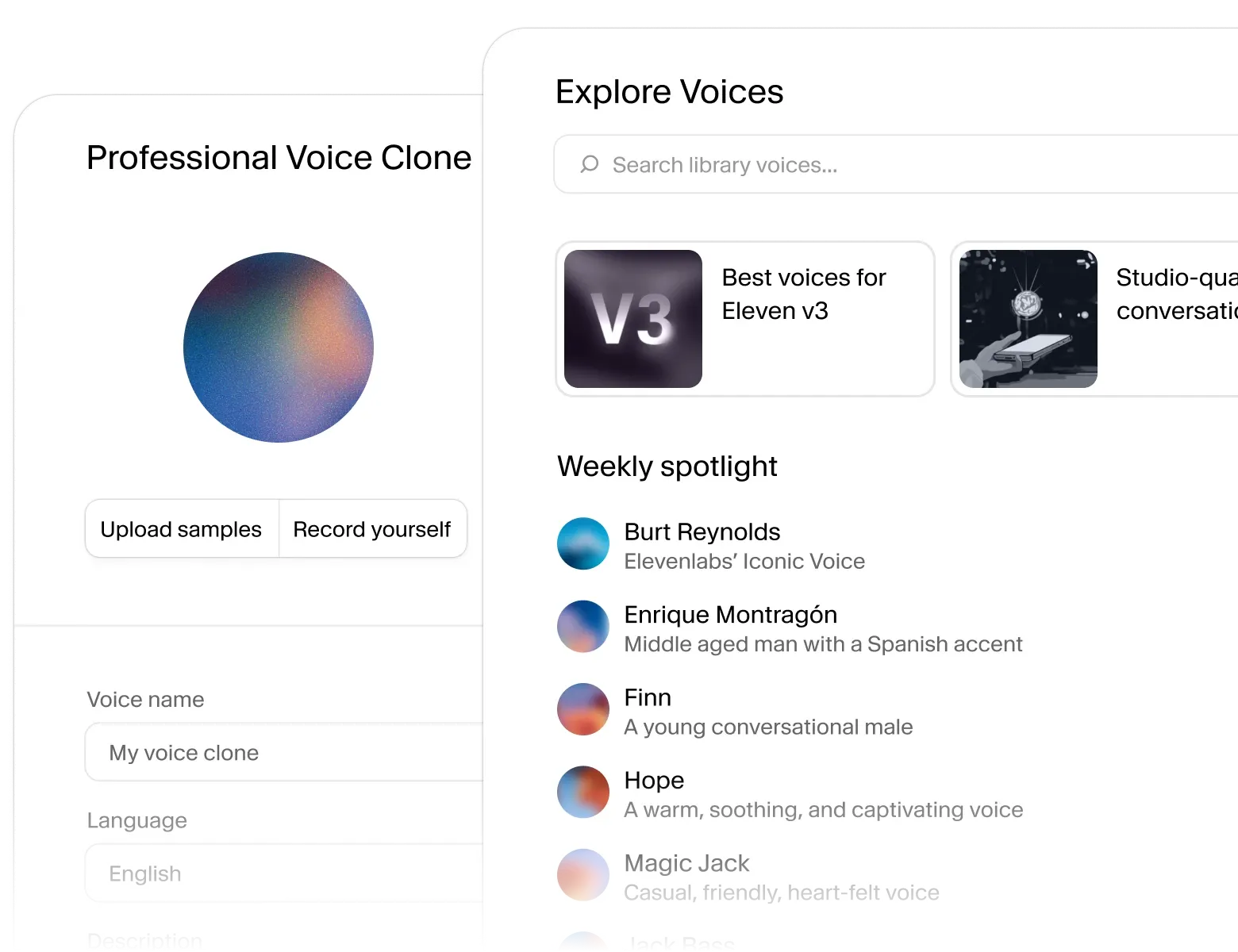 ElevenLabs Voice Design interface